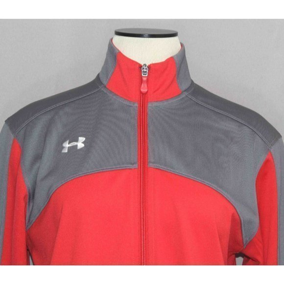 Under Armour Futbolista Red Gray Full Zip Jacket Women's Medium 1259052 Pockets - Picture 2 of 5